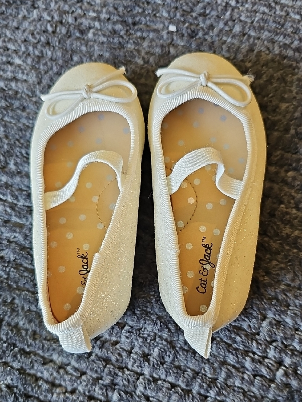 Cat & Jack Toddler Girl White Glitter Ballet Flats Size 6